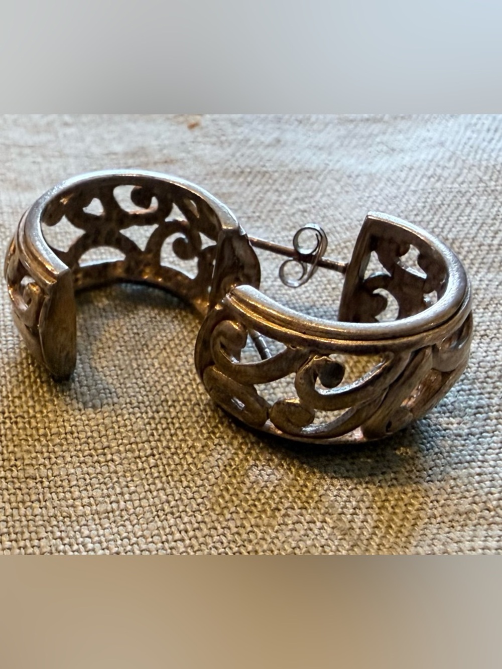 Silpada Silver Scroll/Filigree Hoop Earrings